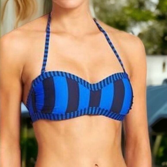 Athleta Stripe Avila Bandeau Bikini Top size Medium NEW - Picture 1 of 9